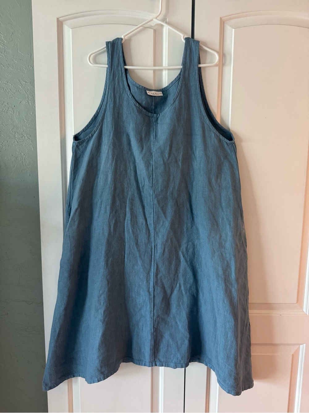 bryn Walker Relaxed Blue Linen Swing Dress